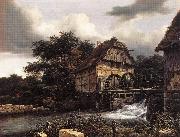 Jacob van Ruisdael Two Water Mills an Open Sluice oil painting reproduction
